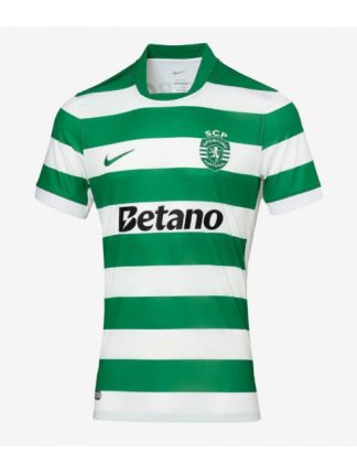 Moški Nogometna dresi poceni Sporting CP Domači 2025-26 Kratek rokav