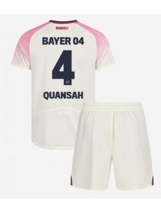 Otroški Nogometna dresi poceni Bayer Leverkusen Jarell Quansah #4 Gostujoči 2025-26 kompleti