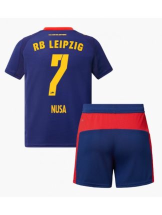 Otroški Nogometna dresi poceni RB Leipzig Antonio Nusa #7 Gostujoči 2025-26 kompleti