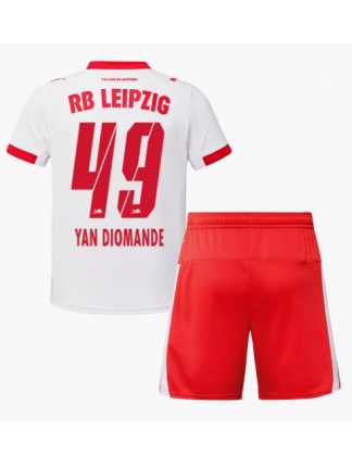 Otroški Nogometna dresi poceni RB Leipzig Yan Diomande #49 Domači 2025-26 kompleti