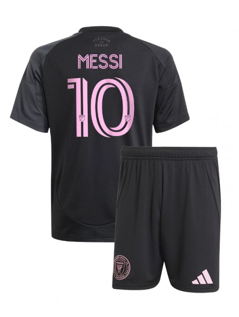 Otroški Nogometna dresi poceni Inter Miami Lionel Messi #10 Gostujoči 2025-26 kompleti Otroški Nogometna dresi poceni Inter Miami Lionel Messi #10 Gostujoči 2025-26 kompleti
