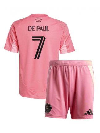 Otroški Nogometna dresi poceni Inter Miami Rodrigo De Paul #7 Domači 2025-26 kompleti