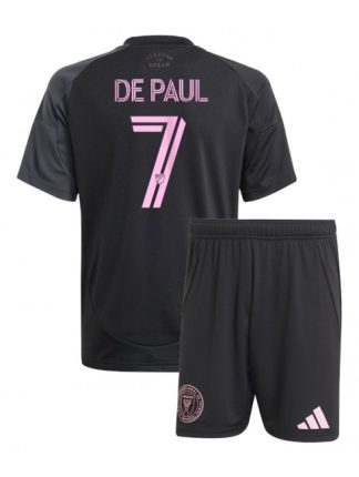 Otroški Nogometna dresi poceni Inter Miami Rodrigo De Paul #7 Gostujoči 2025-26 kompleti