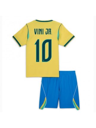 Otroški Nogometna dresi poceni Brazilija Vinicius Junior #10 Domači SP 2026 kompleti Otroški Nogometna dresi poceni Brazilija Vinicius Junior #10 Domači SP 2026 kompleti