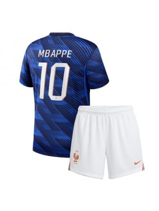 Otroški Nogometna dresi poceni Francija Kylian Mbappe #10 Gostujoči SP 2026 kompleti
