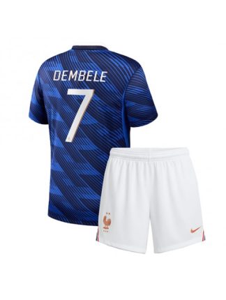 Otroški Nogometna dresi poceni Francija Ousmane Dembele #7 Gostujoči SP 2026 kompleti