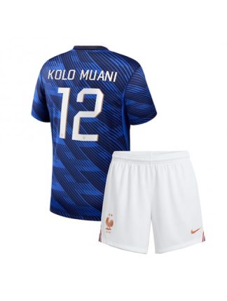 Otroški Nogometna dresi poceni Francija Randal Kolo Muani #12 Gostujoči SP 2026 kompleti