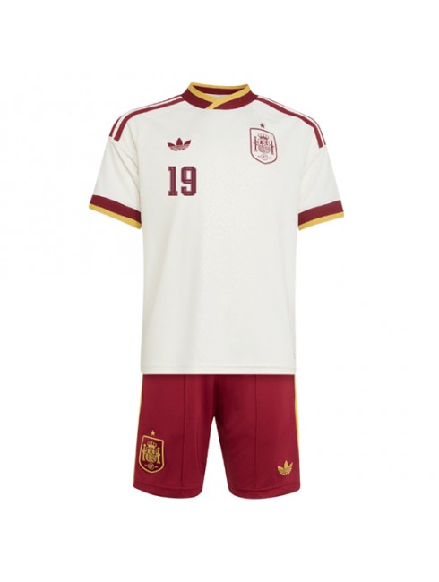Otroški Nogometna dresi poceni Španija Lamine Yamal #19 Gostujoči SP 2026 kompleti 2 Otroški Nogometna dresi poceni Španija Lamine Yamal #19 Gostujoči SP 2026 kompleti 2