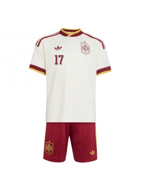 Otroški Nogometna dresi poceni Španija Nico Williams #17 Gostujoči SP 2026 kompleti 2 Otroški Nogometna dresi poceni Španija Nico Williams #17 Gostujoči SP 2026 kompleti 2