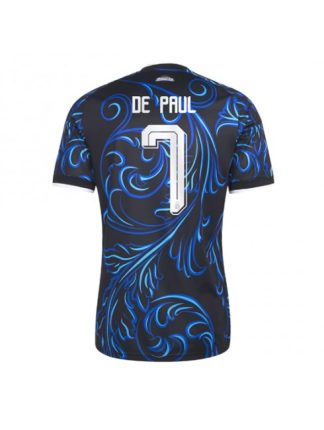 Moški Nogometna dresi poceni Argentina Rodrigo De Paul #7 Gostujoči SP 2026 Kratek rokav Moški Nogometna dresi poceni Argentina Rodrigo De Paul #7 Gostujoči SP 2026 Kratek rokav