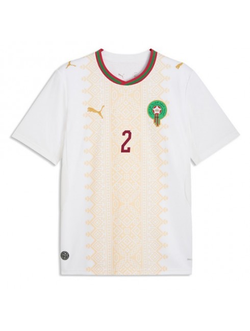 Moški Nogometna dresi poceni Maroko Achraf Hakimi #2 Gostujoči SP 2026 Kratek rokav 2 Moški Nogometna dresi poceni Maroko Achraf Hakimi #2 Gostujoči SP 2026 Kratek rokav 2