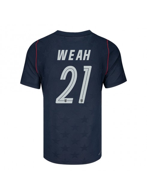 Moški Nogometna dresi poceni Združene države Timothy Weah #21 Gostujoči SP 2026 Kratek rokav Moški Nogometna dresi poceni Združene države Timothy Weah #21 Gostujoči SP 2026 Kratek rokav