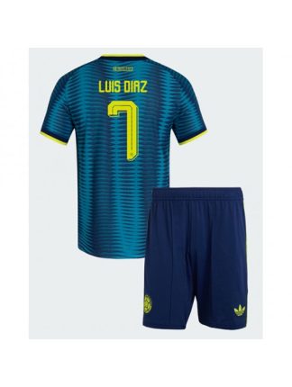 Otroški Nogometna dresi poceni Kolumbija Luis Diaz #7 Gostujoči SP 2026 kompleti