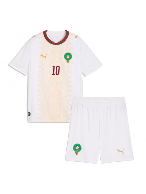 Otroški Nogometna dresi poceni Maroko Brahim Diaz #10 Gostujoči SP 2026 kompleti 2 Otroški Nogometna dresi poceni Maroko Brahim Diaz #10 Gostujoči SP 2026 kompleti 2