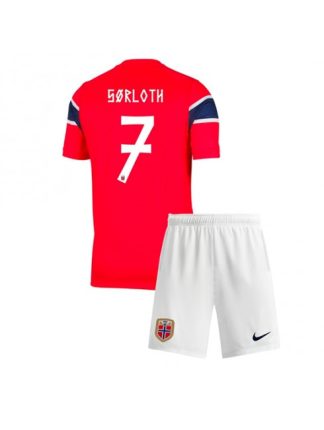 Otroški Nogometna dresi poceni Norveška Alexander Sorloth #7 Domači SP 2026 kompleti