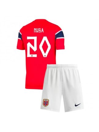 Otroški Nogometna dresi poceni Norveška Antonio Nusa #20 Domači SP 2026 kompleti